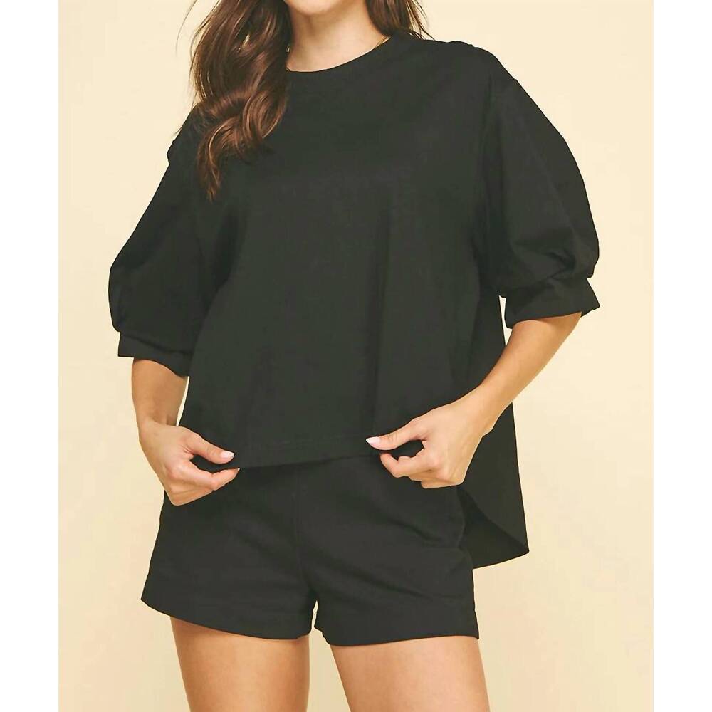 NEW PINCH mixed media blouse in black